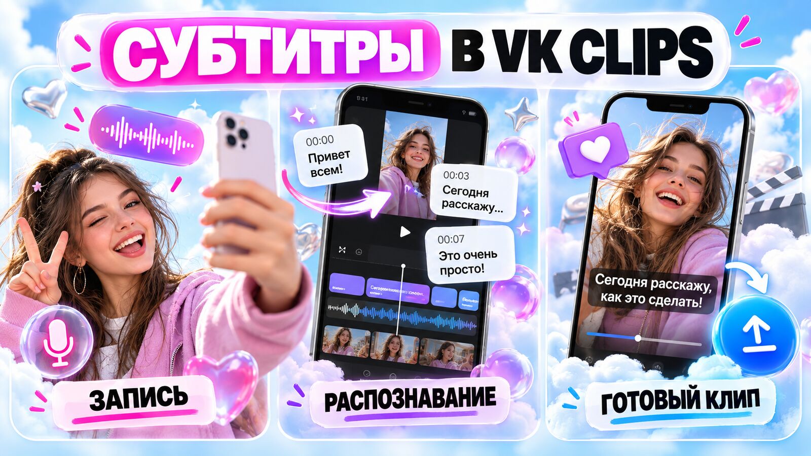 Субтитры в VK Clips: запись ролика, распознавание речи и готовый клип с текстом